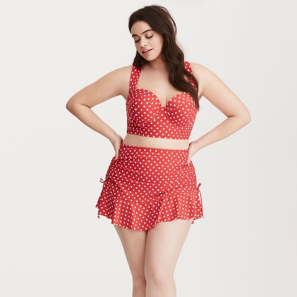 torrid Other - Polka Dot Print Tie Ruffle Swim Skirt 3x 2x 1x